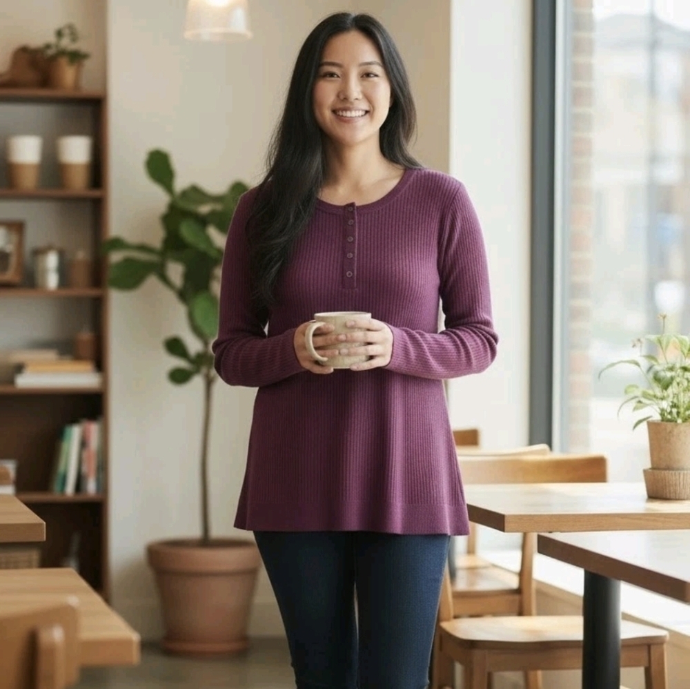 Just My Size Women's Plum Long Sleeve Top